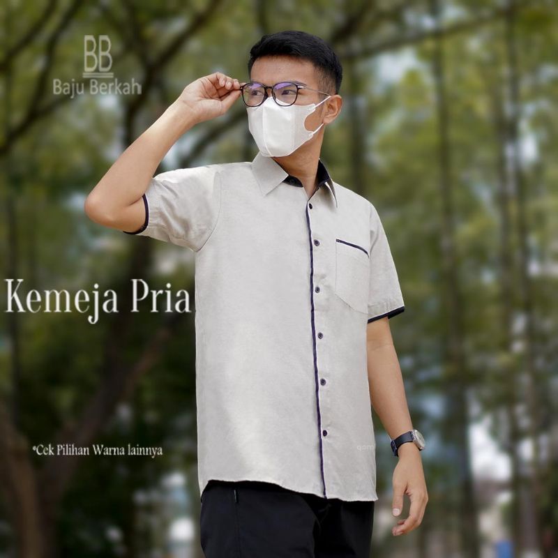 Tony Walker Kemeja Pendek Premium Pria Merk Tony Walker Kemeja Formal Lengan Pendek Original Distro Katum Adem Nyaman digunakan Ukuran S M L XL Lis Hitam Kombinasi