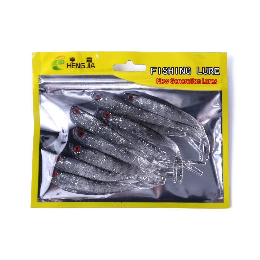 Hengjia 10 Pcs / Lot Umpan Pancing Soft Bait Bentuk Ikan Imitasi Bahan Karet Silikon Ukuran 10cm Berat 3.6g