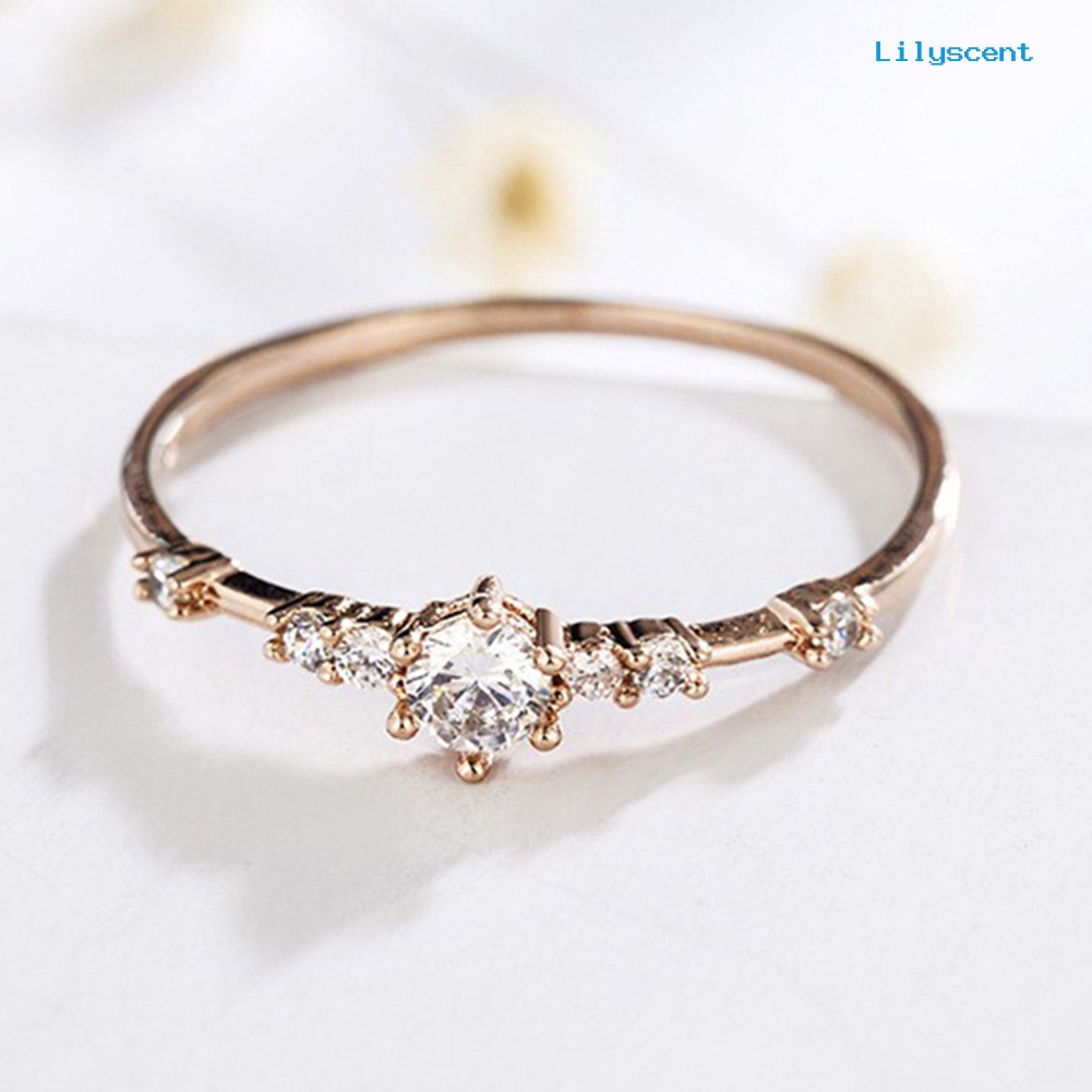 Lilyscent Women Fashion Plating Rhinestone Inlaid Finger Ring Party Jewelry Wedding Gift