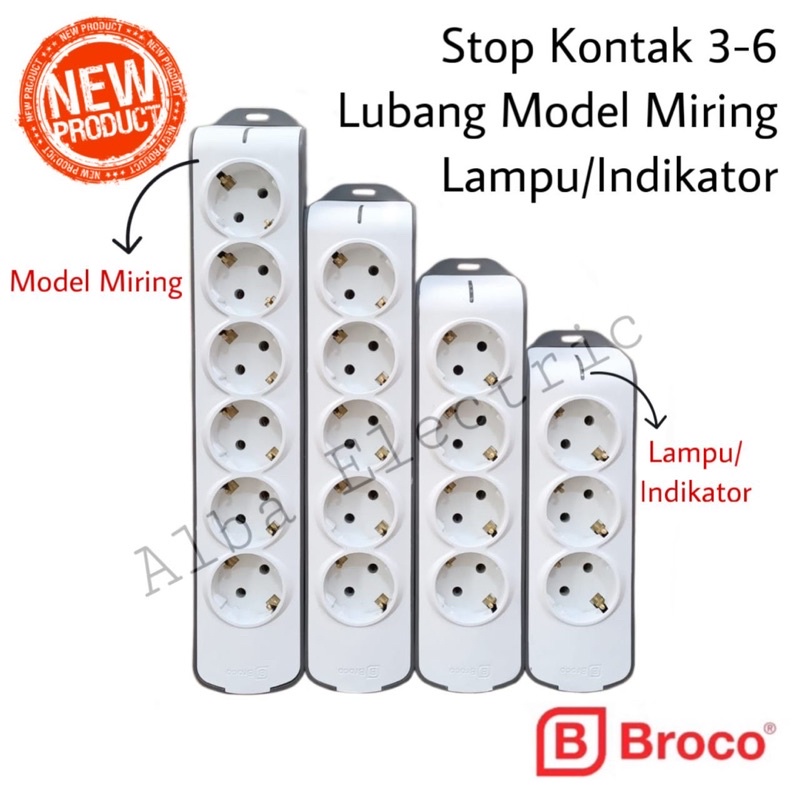 Stop Kontak 3 4 5 6 Lubang + Indikator Broco Tipe Slanting Model Miring Stop Kontak 4 Lubang Broco Lampu Stop Kontak 6 Lubang Broco Terminal Broco