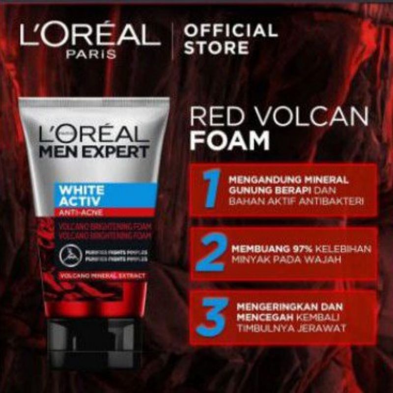 Loreal Paris Men Expert White Active Red Volcano Foam 100mL