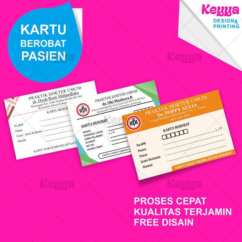 

KARTU BEROBAT PASIEN KARTU PASIEN KARTU AKSEPTOR KB - KEYYA PRINTING