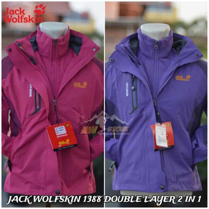 Murah Jaket Gunung / Outdoor Jack Wolfskin Double Layer 2In1 Waterproof Berkualitas