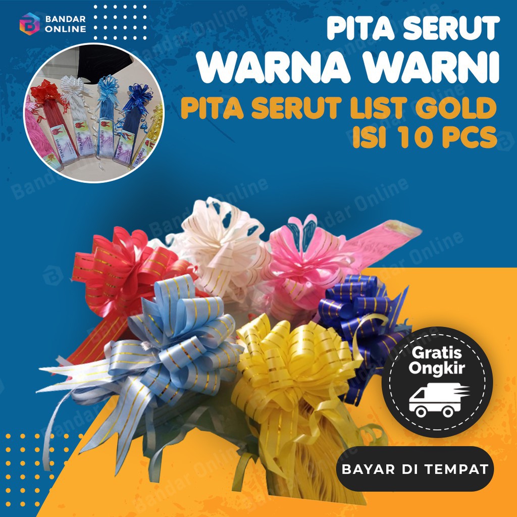 

DISKON Pita Serut Warna Warni 3 MM Panjang 115 CM Dekorasi Hadiah