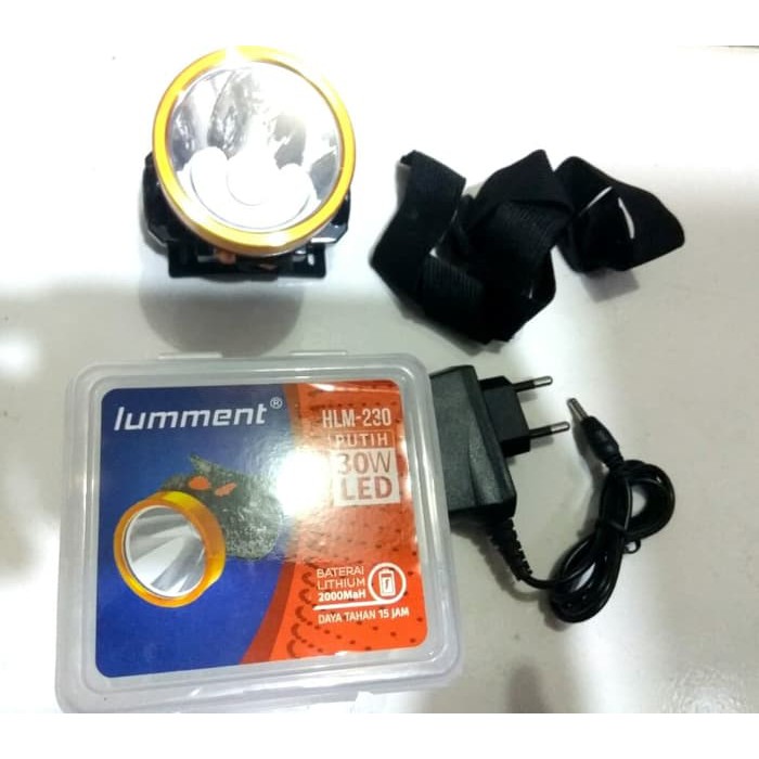 Termurah Senter Kepala Led 30 Watt Putih/ kuning Lumment HLM 230 - Kuning