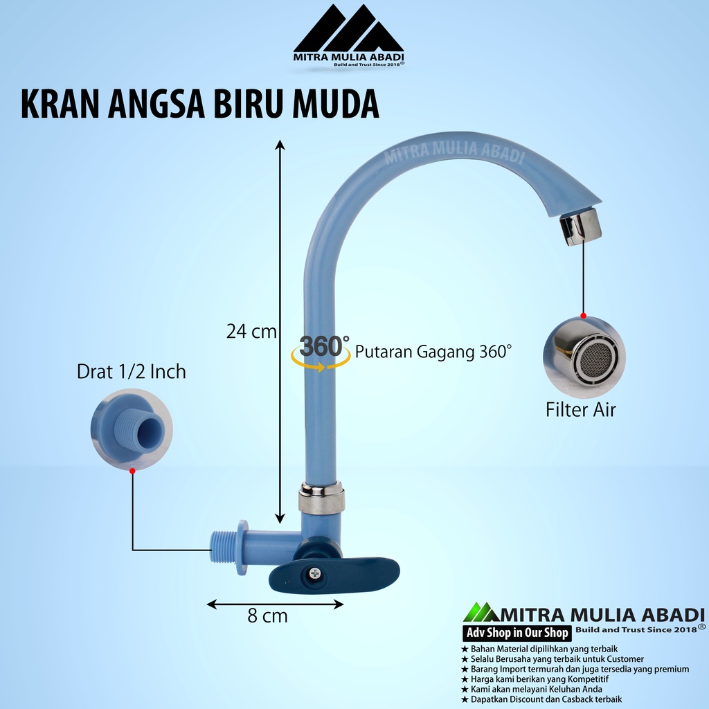 Kran Air Dapur 1/2 Pvc l Cuci Piring l Keran Angsa Plastik PVC