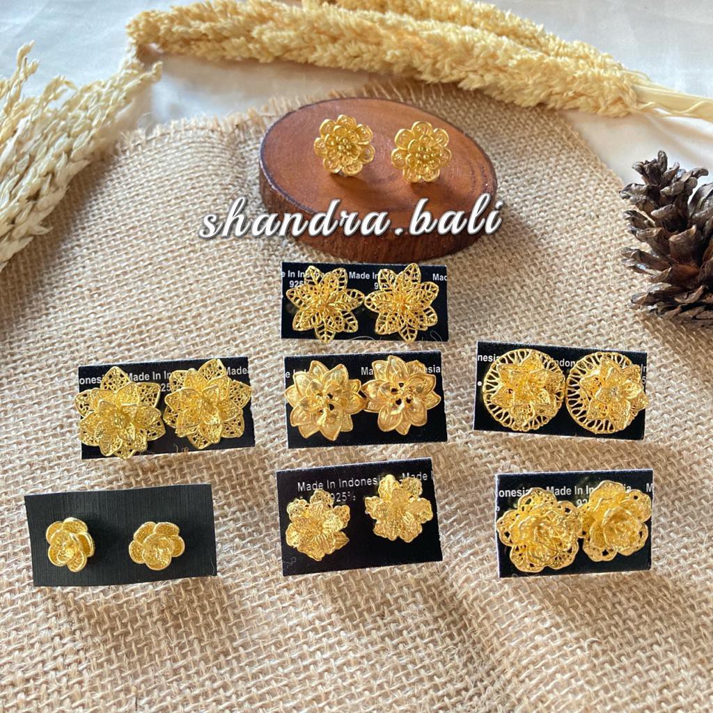 shandra.bali - Anting Kendari Kerawang Sumpel Xuping Alpaka Emas Kebaya Bali