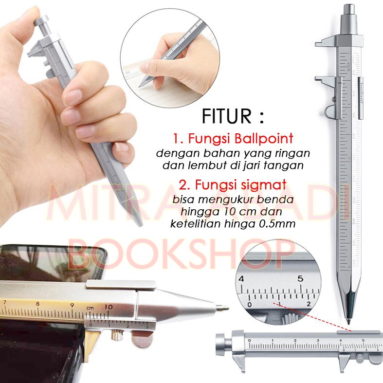 Pen Ukur Sigmat Ballpoint Multifungsi Measuring Tool Scale Ruler