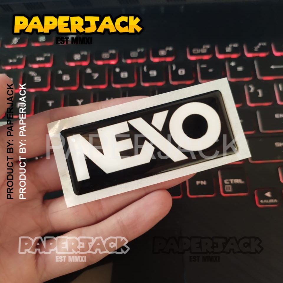 

STIKER EMBLEM SOUND NEXO AUDIO LENTUR 3D BENTUK KOTAK UKURAN 28MM X 70MM KEREN