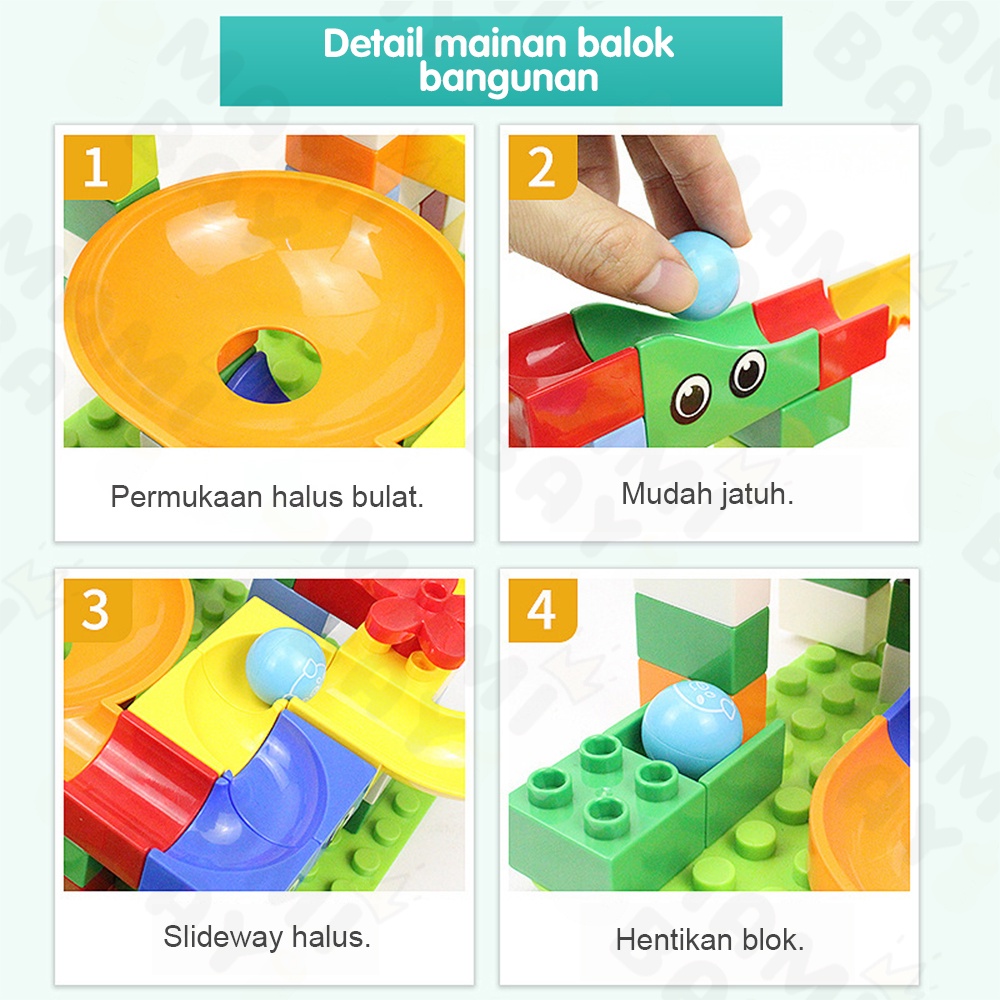 Mamibayi 168 PCS Mainan balok mainan edukasi marble run block