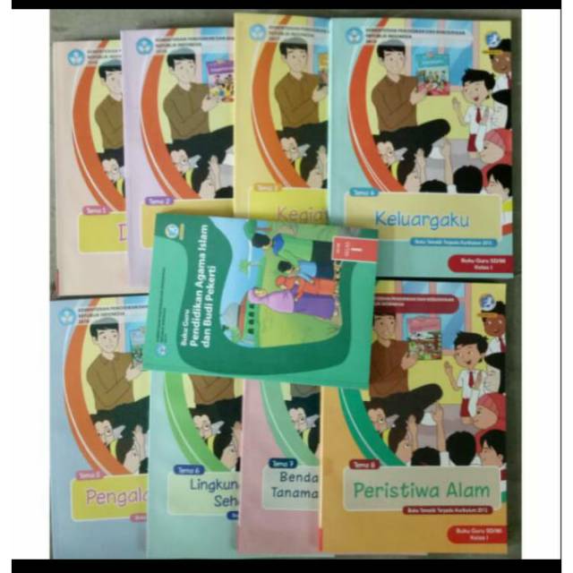 Harga satuan buku guru tematik k13 Dikbud kelas 1 tema 1,2,3,4,5,6,7,9,agama Islam revisi 2017