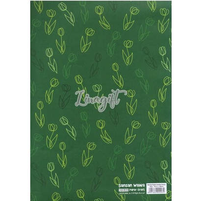 ( 5 Lembar ) JUMBO EDISI IDUL FITRI GREEN- KERTAS KADO SANWA - GIFT WRAP PAPER SANSAN WAWA LEBARAN IDUL FITRI EID MUBARAK ISLAMI MUSLIM HIJAU POLKADOT STARS LEAVES FLOWERS