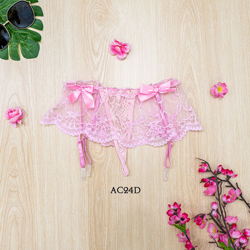 [STOCK TERBATAS] SABUK PAHA SEXY GARTER BELT + STOCKING WANITA SOFT PINK AC24D