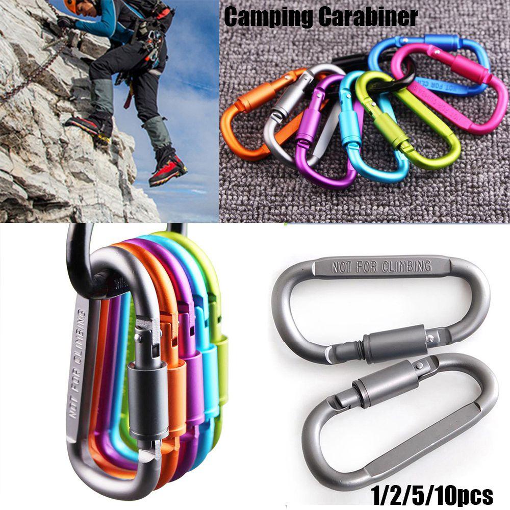 Bertanya-tanya1 /2 /5 /10 Pcs Climbing D Carabiner Baru Panas Paduan Aluminium Aksesoris Luar Ruangan Camping Hiking Kait