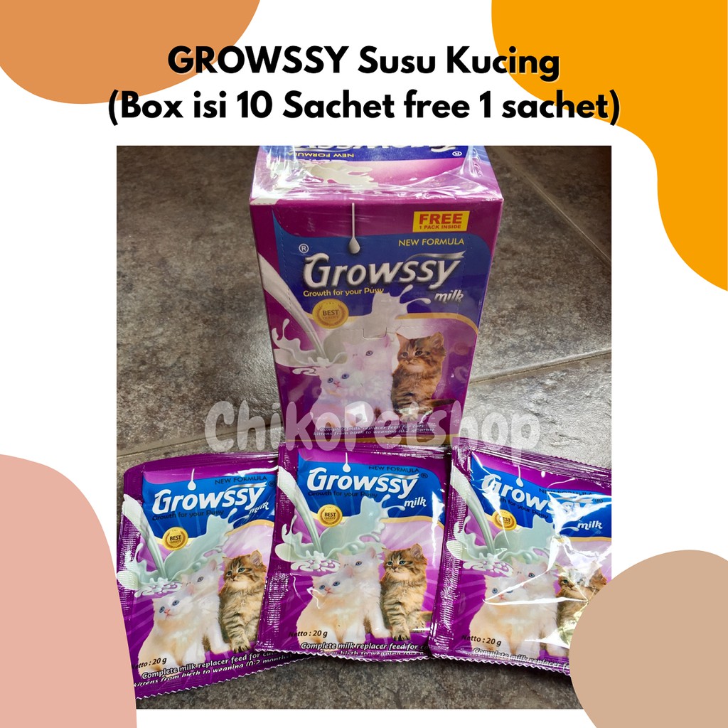 GROWSSY SUSU KUCING 1 box isi 10 free 1 Sachet