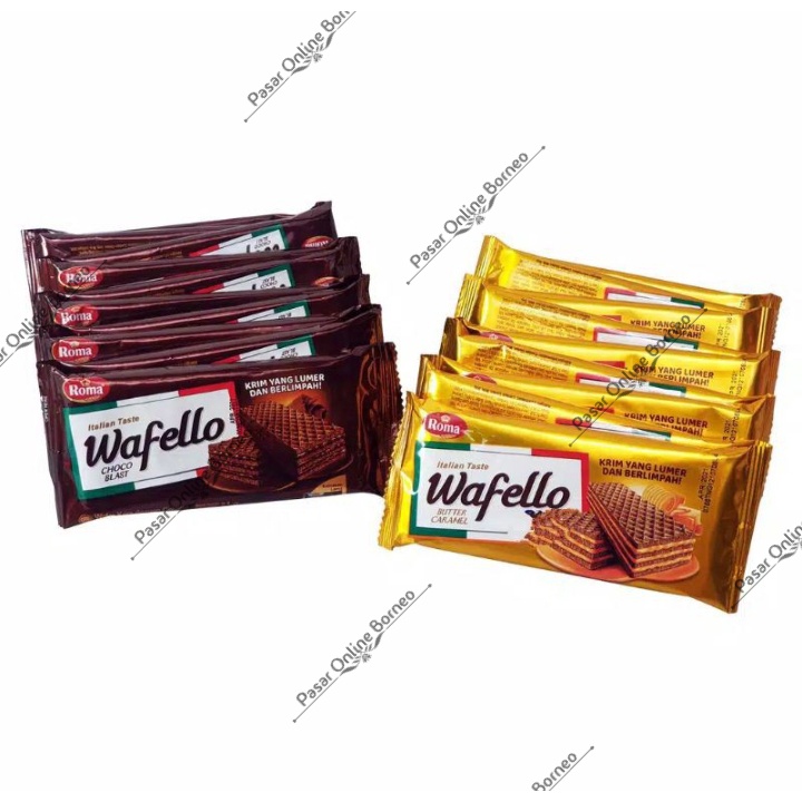 Roma Wafer Wafello Italian Taste Coklat Butter Caramel