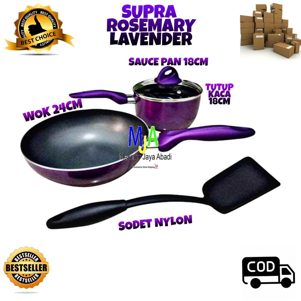 (BISA COD) PROMO Supra Rosemary Lavender Set COOKWARE SET 4 pcs / Panci Stainless / Panci Set