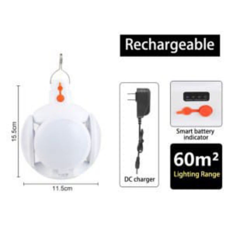 Lampu Solar Emergency LED Lipat Dragon 5 Sisi Gantung Rechargeable/ Lampu 2029 Emergency Light Solar Rechargeable LED jkt