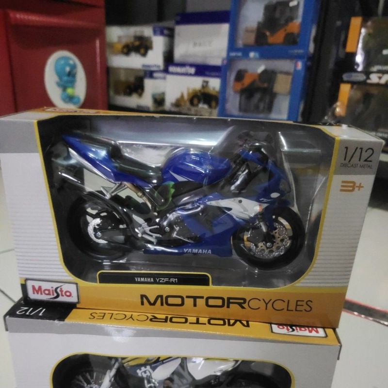 diecast miniatur motor Yamaha 1:12 sport balap mainan anak murah