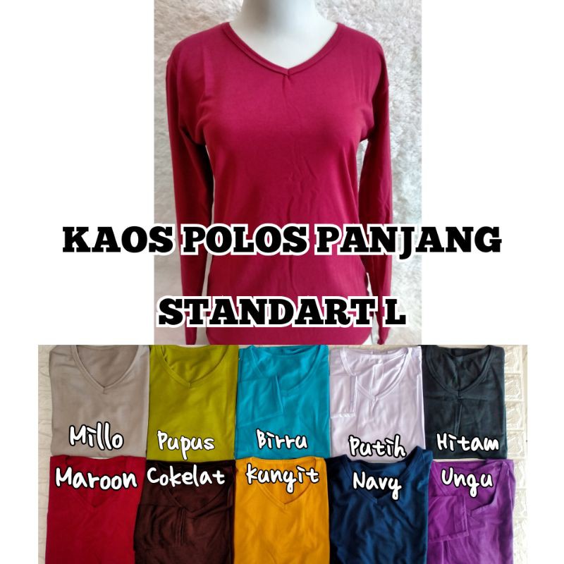 Kaos Wanita Polos Lengan Panjang Kaos Vneck Panjang