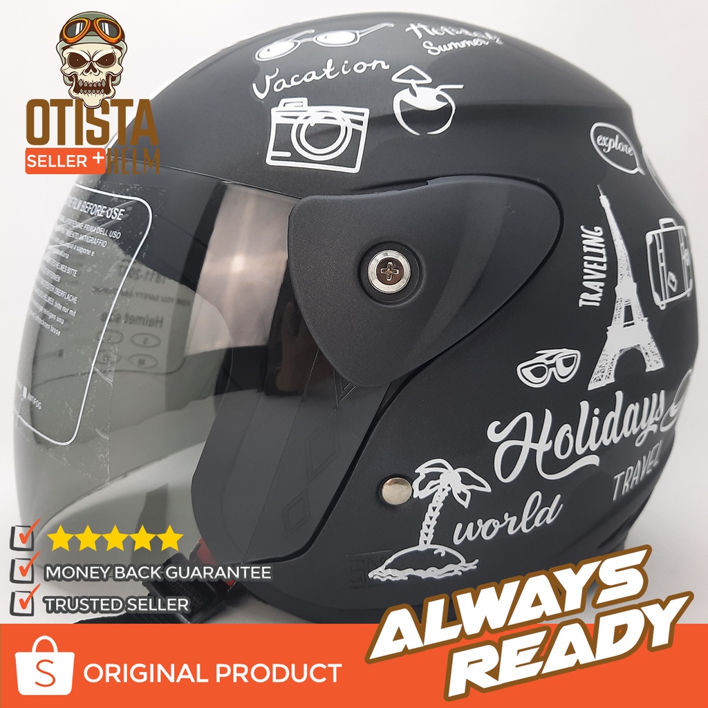 Helm Murah Half Face Gm Evolution Bnh Traveling Black Doff All Size L