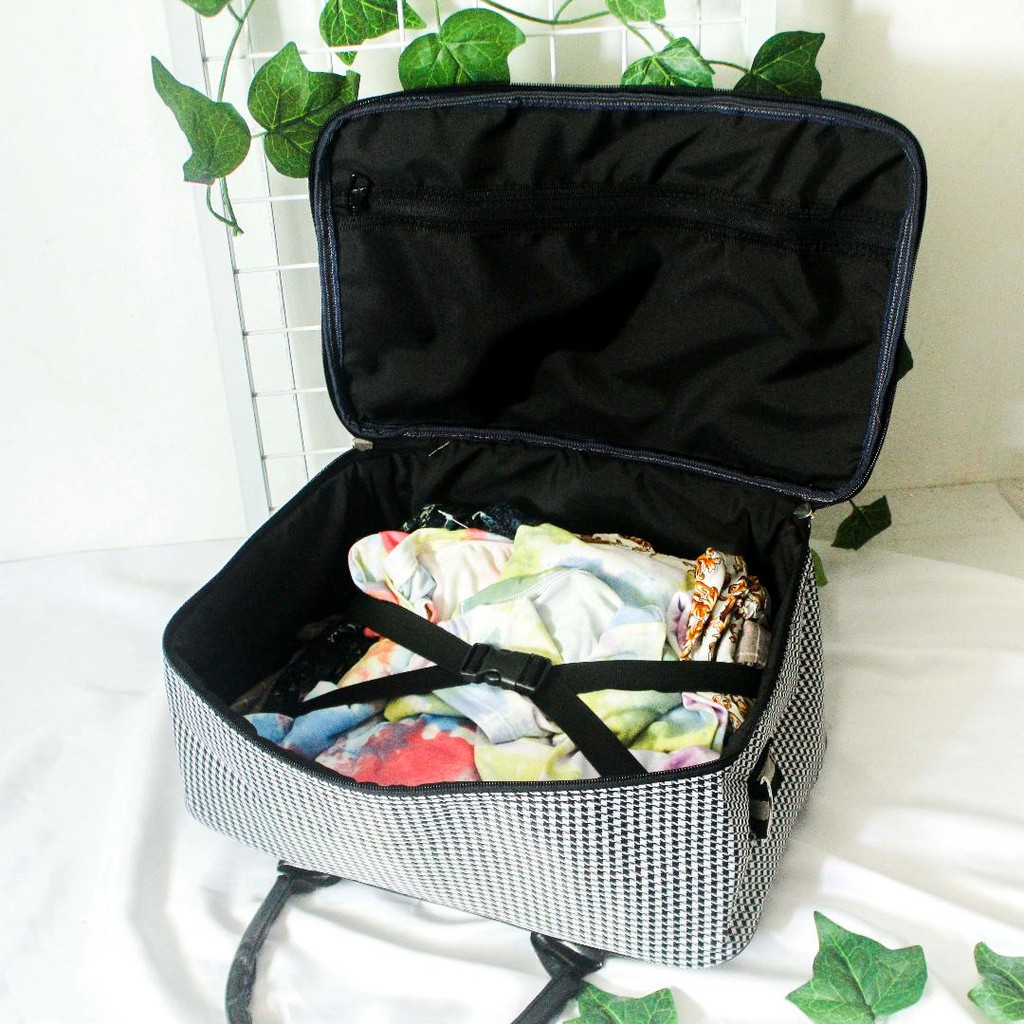 (TGS OLSHOP) - Travel Bag Koper Besar Motif Kotak Tas Mudik Jumbo Berkualitas Bahan Kanvas