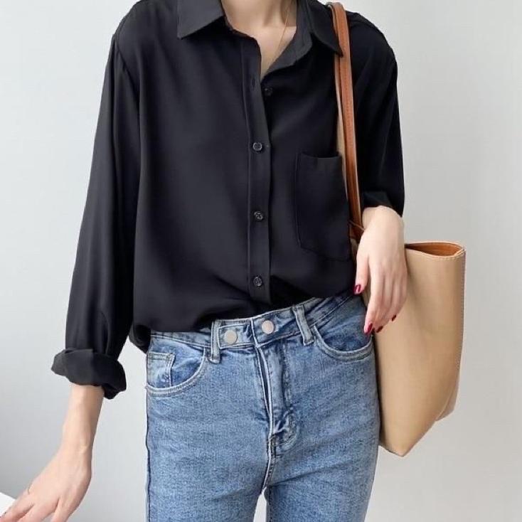 ♥IMPORT♥ ESMARA kemeja button shirt black grosir