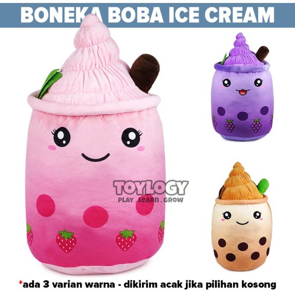 Boneka Boba Es Krim Milk Tea Brown Sugar Besar Jumbo Gentong Galon Anggur Stroberi Coklat Ungu Pink