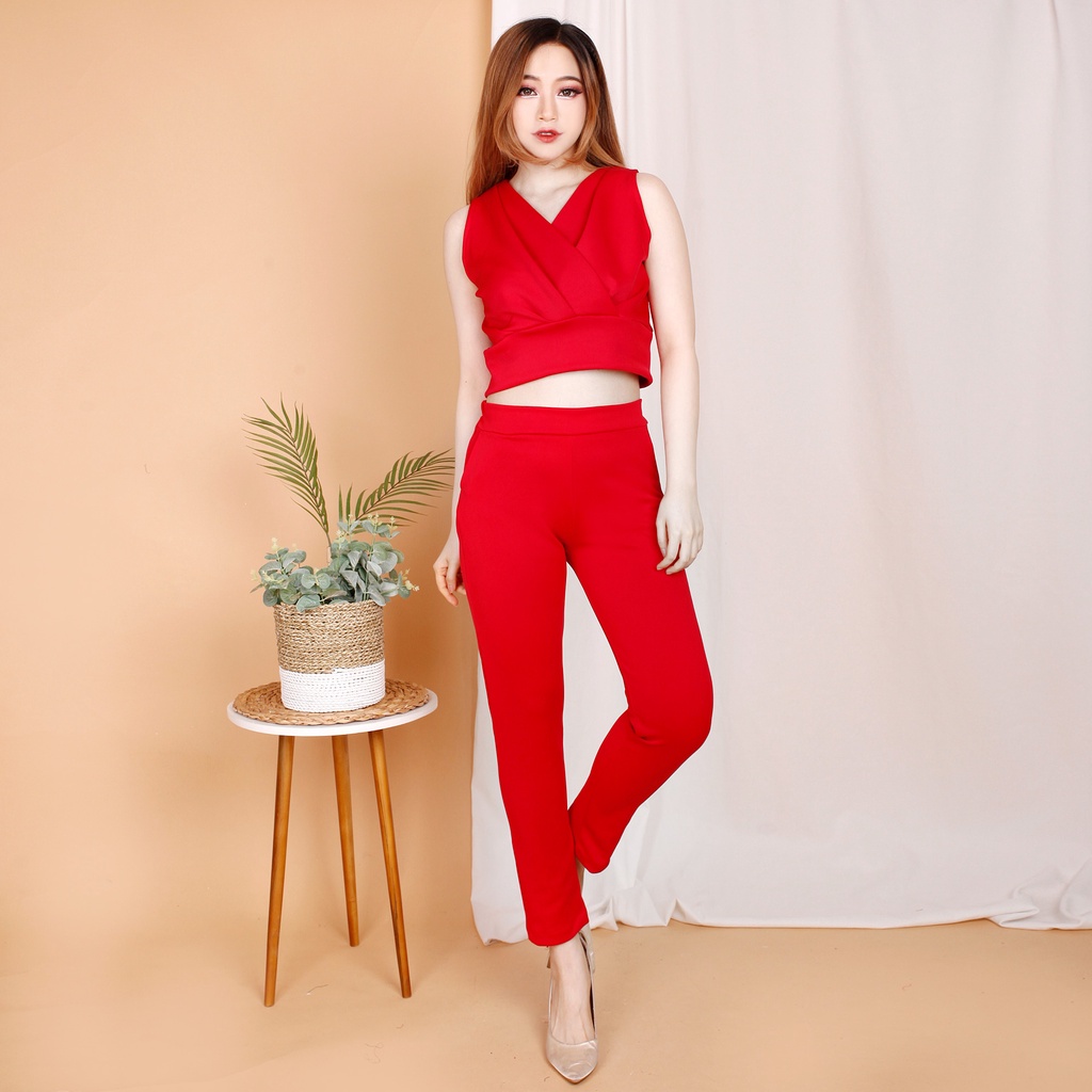 #fashion wanita # 059 ,STELAN CROPTOP SCUBA IMPORT PREMIUM CELANA PANJANG