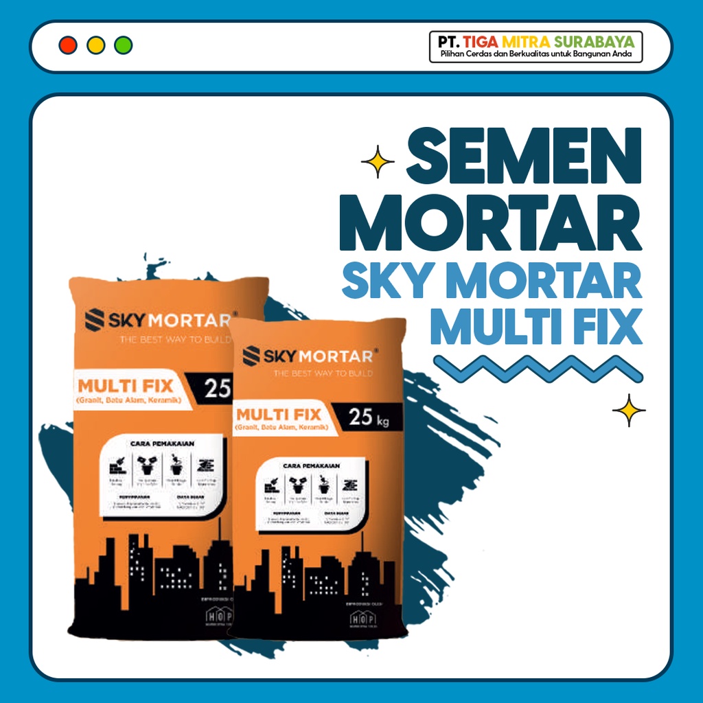 Semen Mortar Perekat Keramik, Granit, Batu Alam Sky Mortar Multi fix