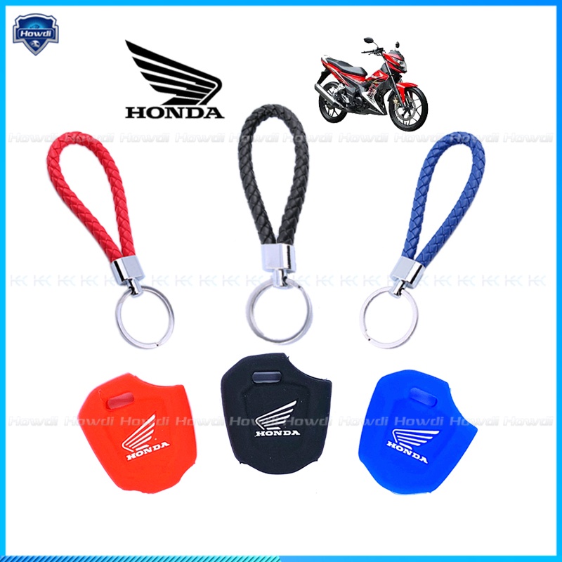 Cover Kunci Bahan Silikon Dengan Gantungan Kunci Kulit Untuk HONDA RS150 RS 150