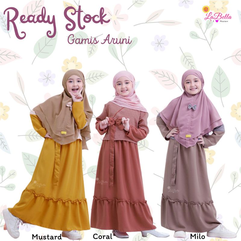 Gamis Anak Perempuan Set Jilbab Hanbok Korea Aruni Labella Baju Muslim