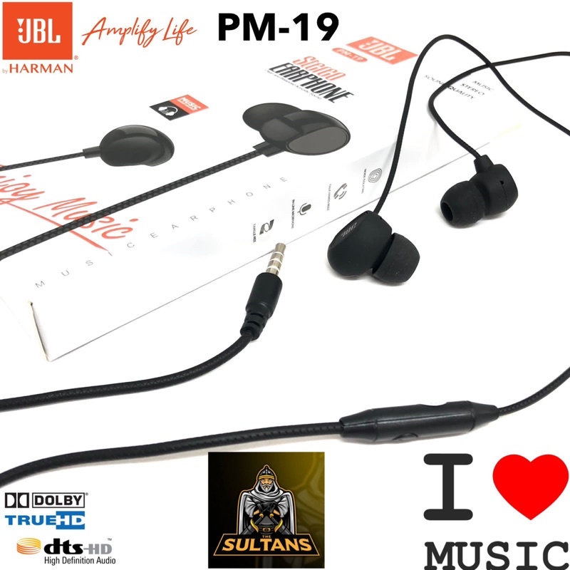 Ready Stok Headset J-PM-19 Earphone Stereo Handsfree Vibox PM19 Super Bass Pure Bass