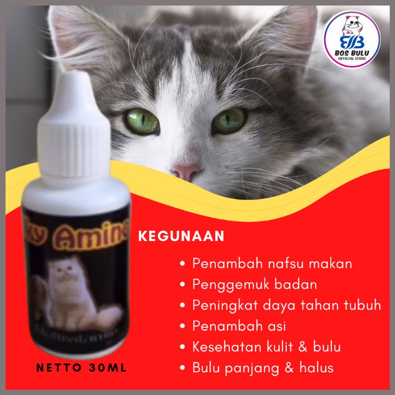 Uky amino vitamin kucing gemuk dan bulu rontok lebat nafsu makan daya tahan tubuh 30ml