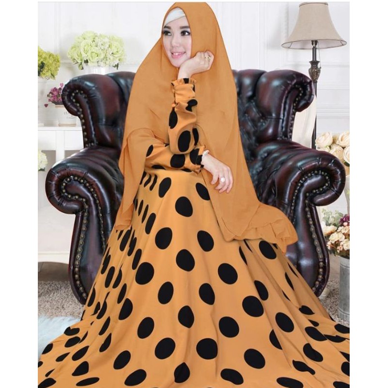 GAMIS SYAR'I ASDF PULKADOT SET HIJAB MOTIF TERBARU