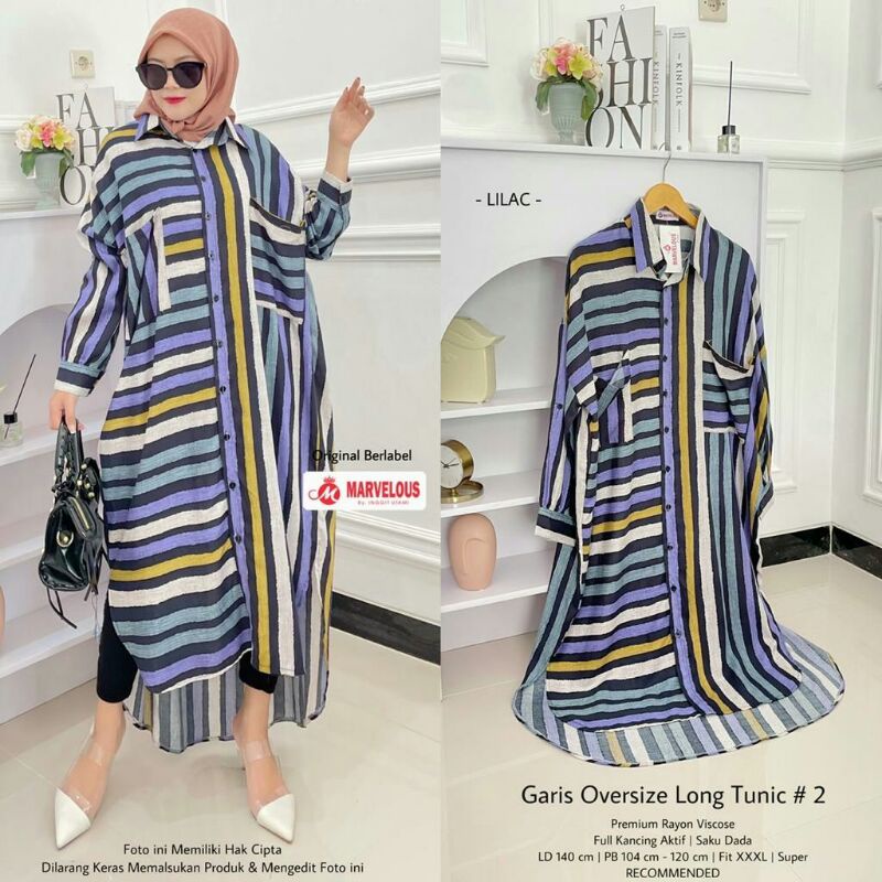 Garis Oversize Long Tunik 2 by Marvelos