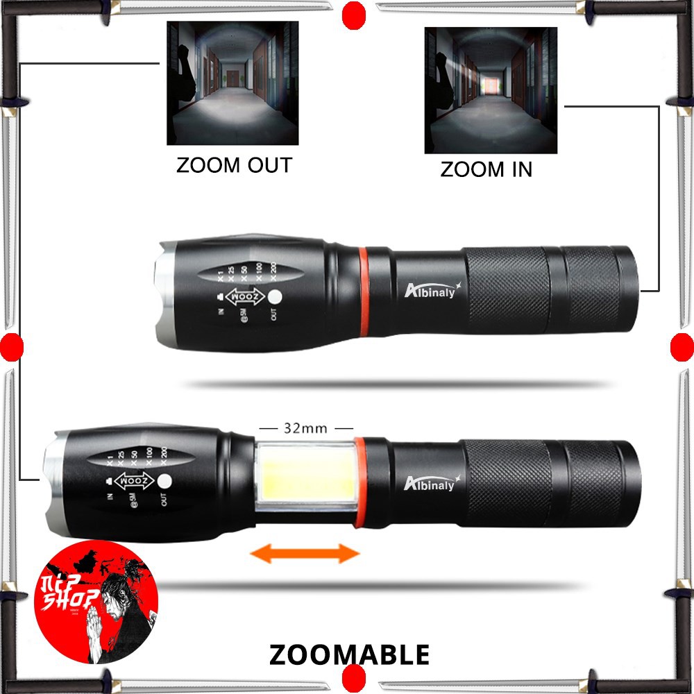 Paket Bundle Senter E17 COB XM-L T6 8000 Lumens with Charger dan Box