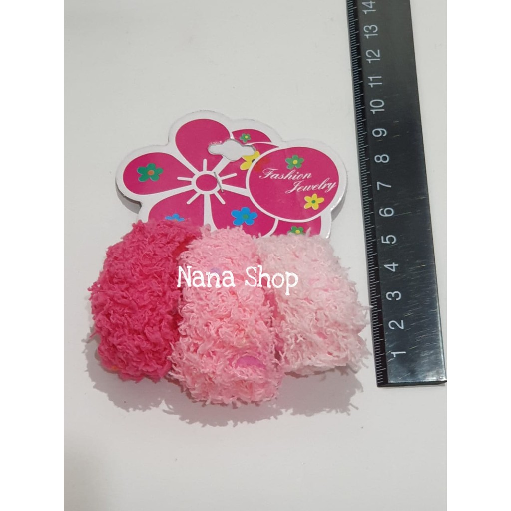 KARET DONAT SET 3 KAPAS WARNA/KUNCIR RAMBUT/IKAT RAMBUT/HAIRBAND-Pink