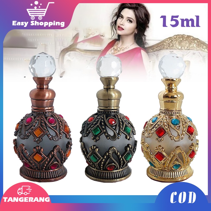 15ml Botol Parfum Refillable Ulang Gaya Arab/Botol Parfum Kosong Bahan Metal Gaya Arab