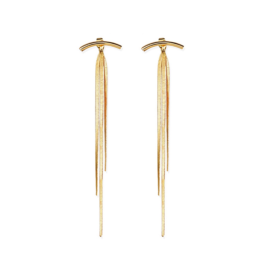 Hu Hu Hu Hu Hu Alat Bantu Pasang Kacamata♡ 1 Pasang Anting Tusuk Gantung Bahan Metal Desain Rumbai Panjang Untuk Wanita