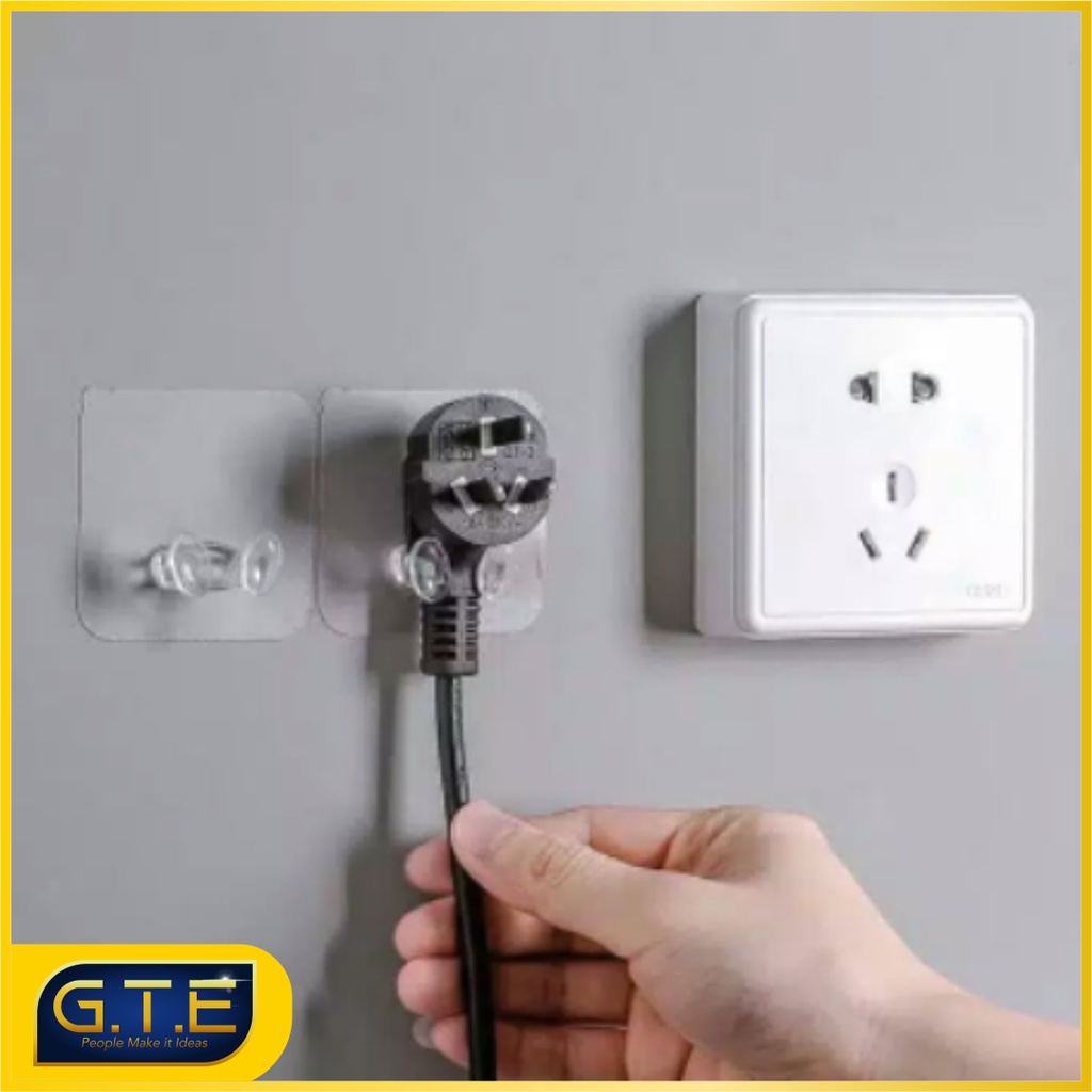 Gantungan Colokan Kepala Steker Listrik / Transparan Power Plug Hook / Hook Steker Gantungan Colokan