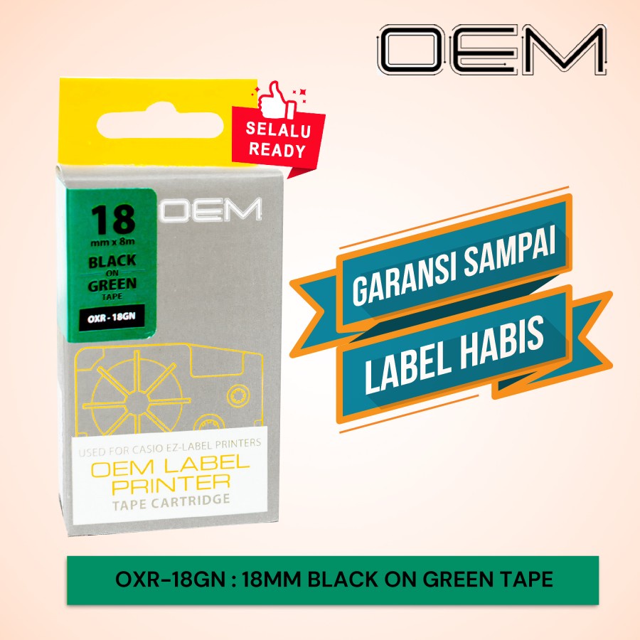 

OEM TAPE EZ LABEL CASIO 18MM BLACK INK