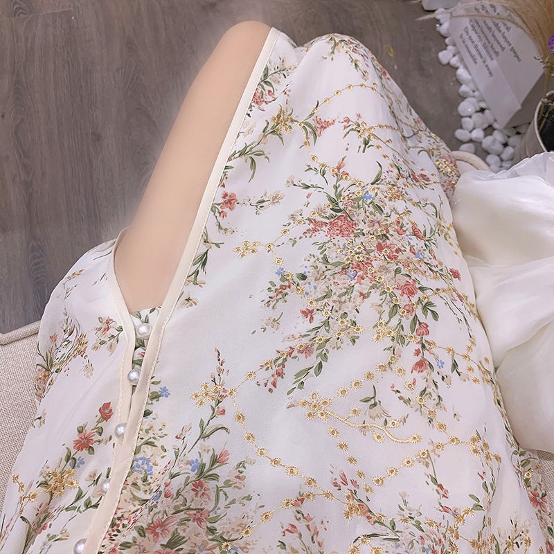 New women's summer palace style 2022 Vintage French bone etching improved dress young girl cheongsam