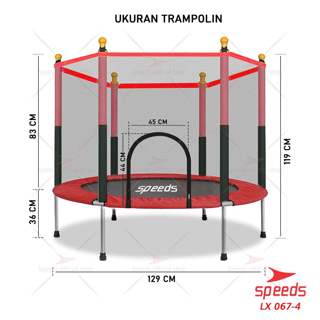 SPEEDS Trampoline Trampolin Speeds 55&quot; 140cm Lompat Trampolin Jump Matras Fitness 067-4