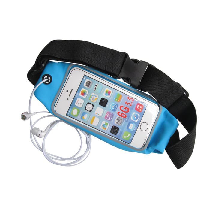 Tas pinggang olahraga / Touchscreen Waterproof Running belt Waist Bag  with connect to earphone a