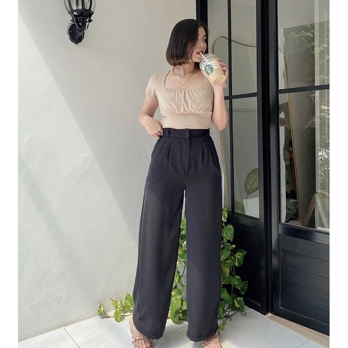 Gystore • Celana Kulot Casual Bian Long Pants | Korean Style Pants