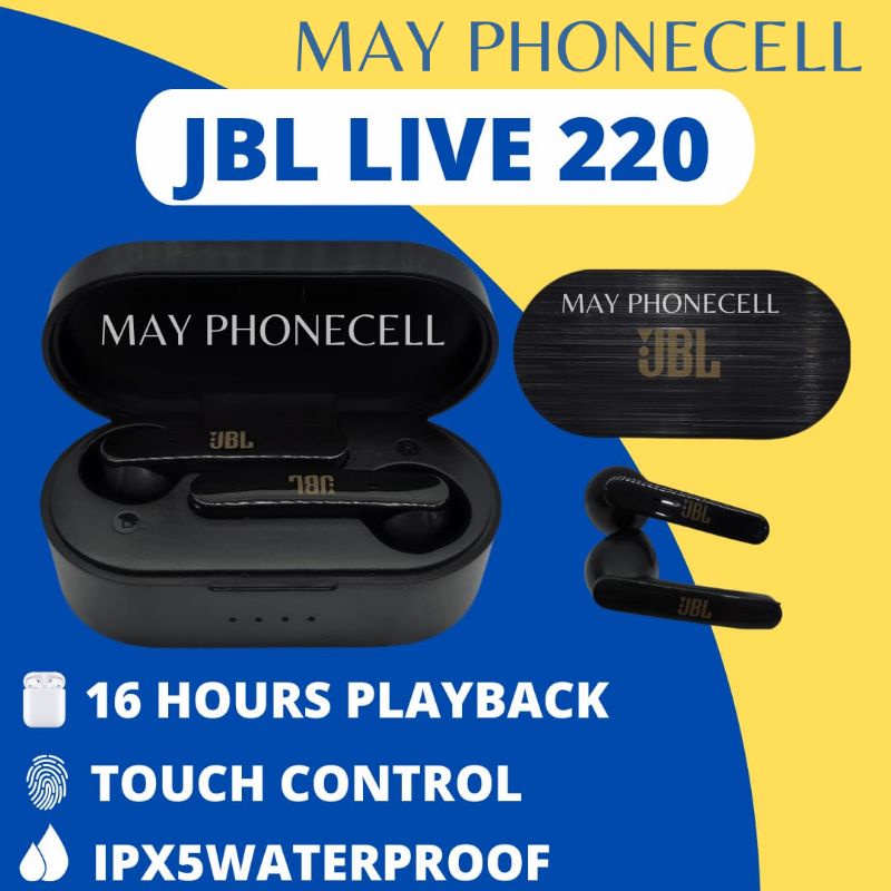 Headset Henset Handset Handsfree Earphone TWS JBL Live 220 Wireless Bluetooth Blutut Pure Bass By Ha