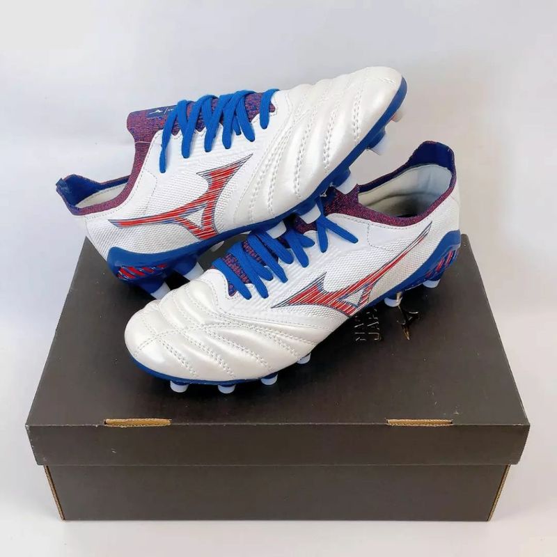 Sepatu Bola Mizuno Morelia Neo 3 Beta Elite Wave Pack White Blue Red FG