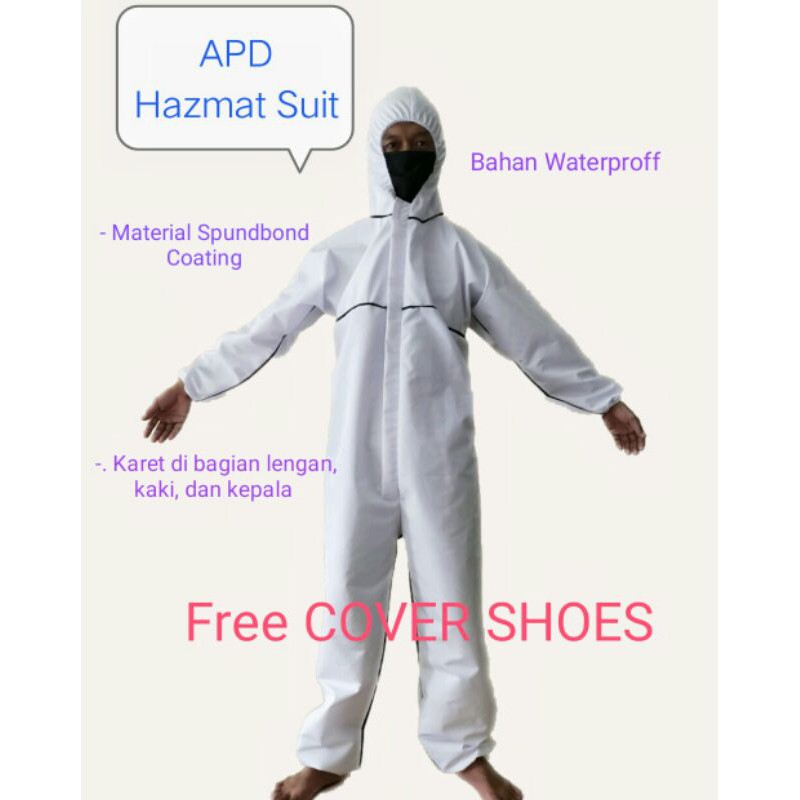 BAJU APD/ALAT PELINDUNG DIRI/HAZMAT/SPUNDBOND COATING/ FREE COVER SHOES