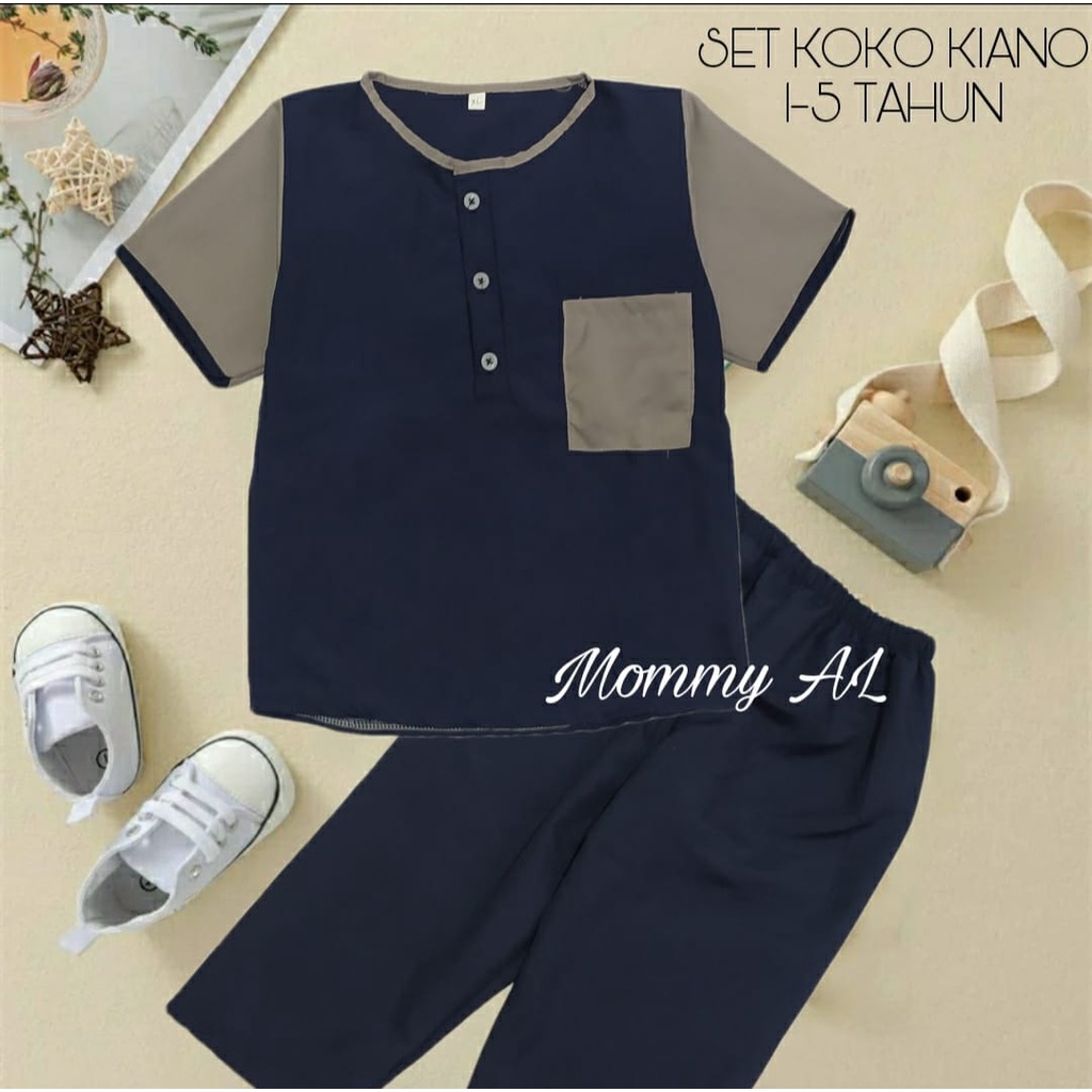 STELAN SET BAJU KOKO ANAK KIANO 1-5 TAHUN/Baju koko anak laki laki/Baju koko anak/Baju koko anak laki laki setelan/Baju koko anak laki laki 1 tahun/Baju koko anak laki laki 3 tahun/Baju koko anak laki laki 2 tahun/Baju Kok Anak Laki/Set koko anak laki lak